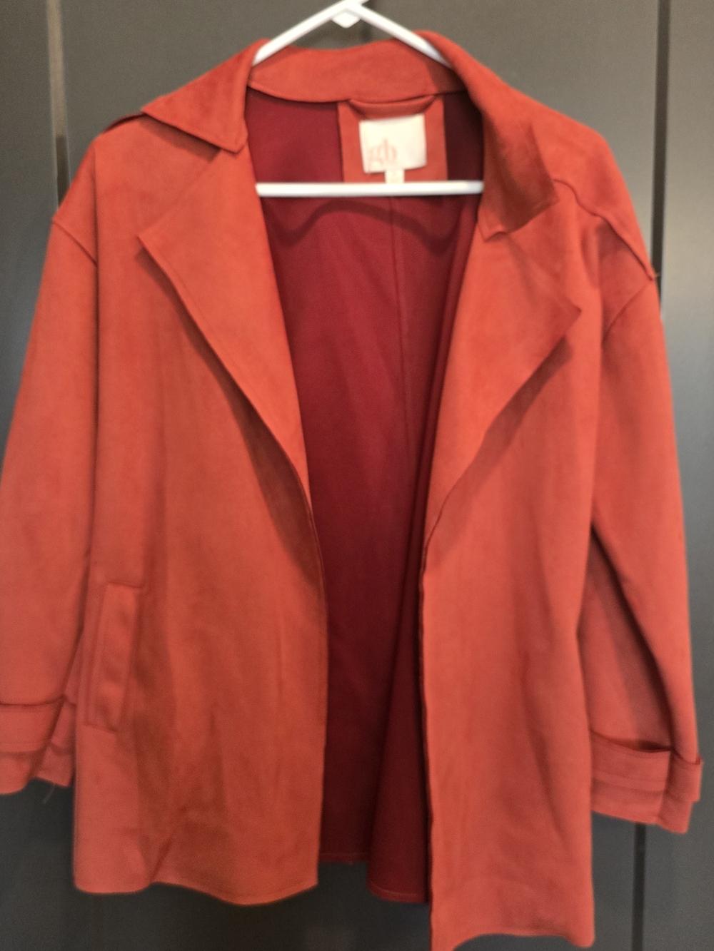 Women's Terracotta Suede Open-Front Coat